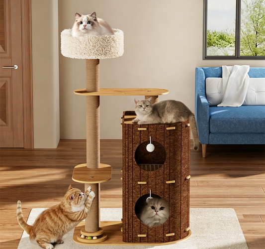 41-Inch Felt Cat Tree with Condo