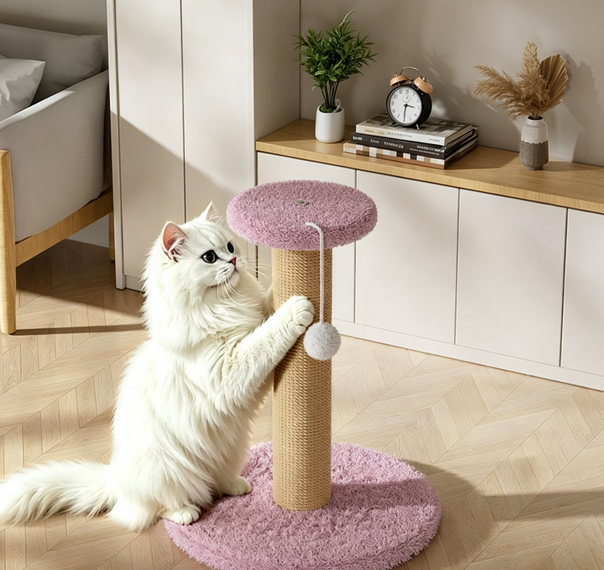 14-Inch Purple Cat Scratching Post with Perch