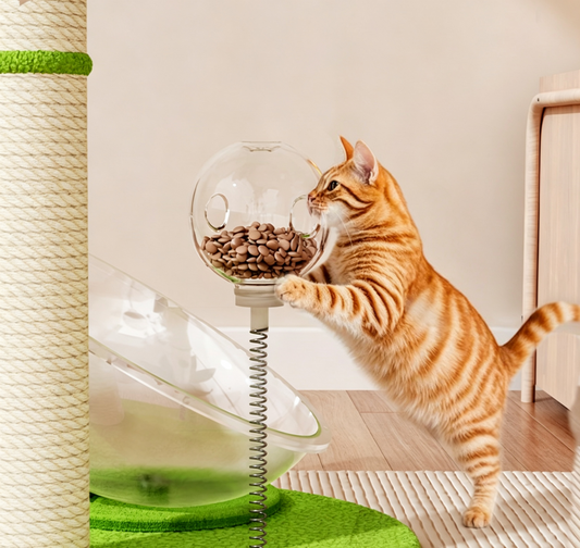 25-Inch Palm Tree Cat Scratcher with Acrylic Bowl