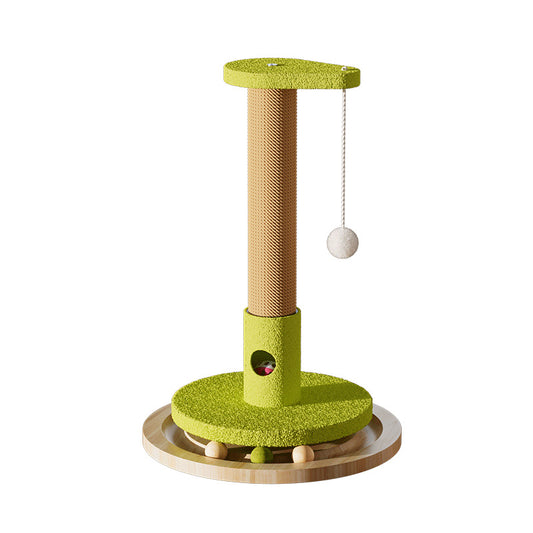 16-Inch Green Cat Scratcher with Ball Track and Peek Hole
