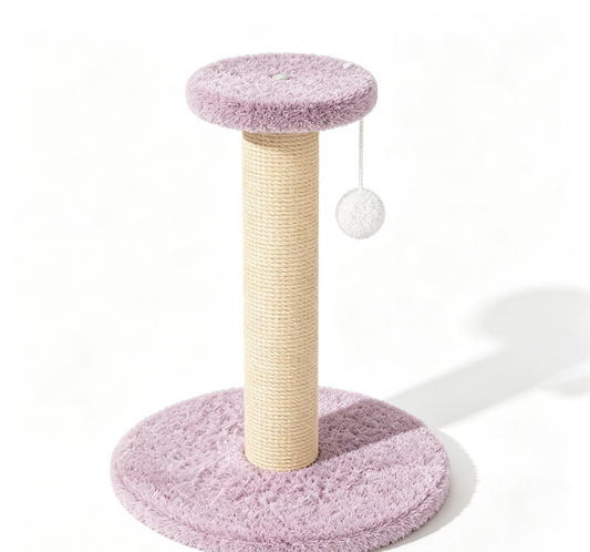 14-Inch Purple Cat Scratching Post with Perch and Pom-Pom